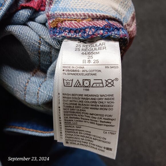 Gap 1969 Jeans Women 25 Regular Real Straight Distressed Stretch Low Rise Pants - Picture 5 of 10